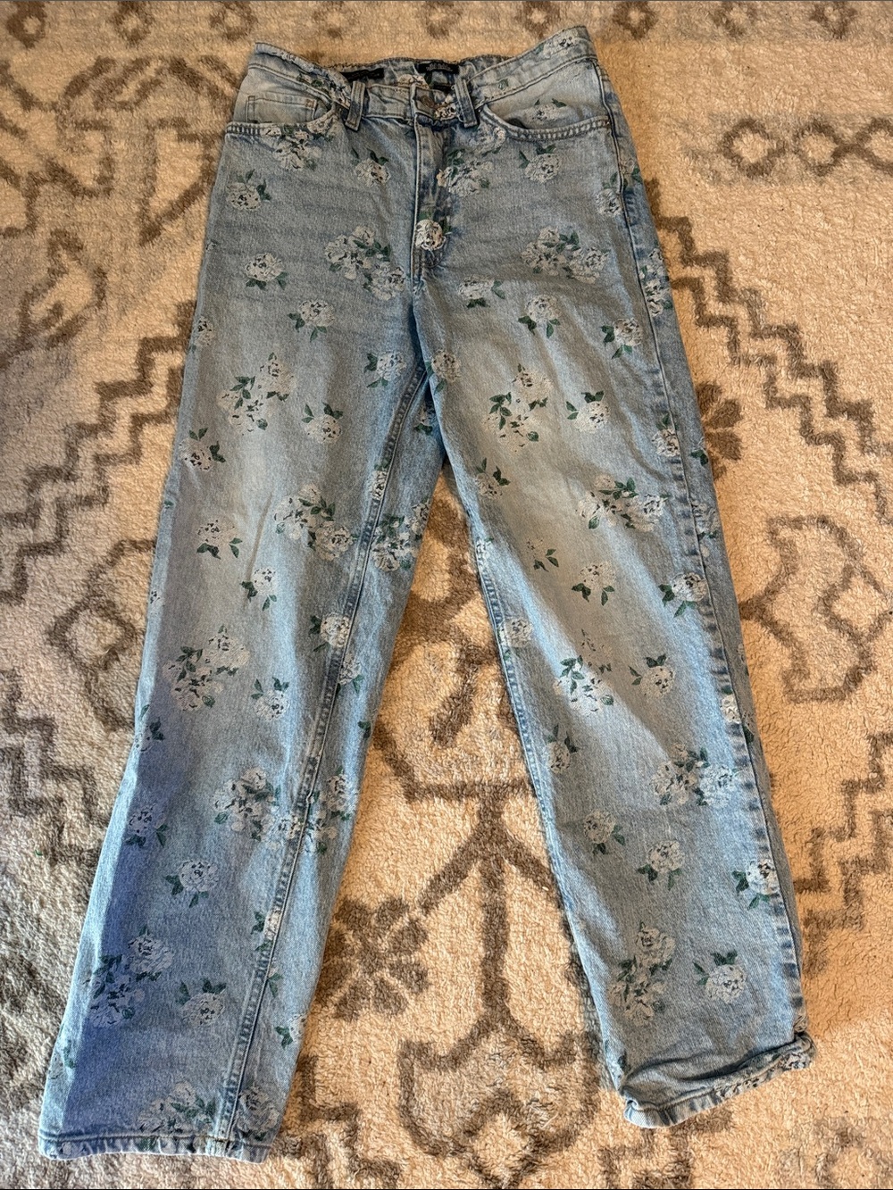 wild fable Light Blue Floral Straight Leg Jeans